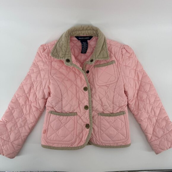 Ralph Lauren Other - Ralph Lauren Jacket Girl 4 Pink Quilted Snap High Neck Casual Travel Outdoor